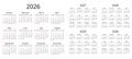2026, 2027, 2028, 2029, 2030 years english calendars. Simple vector illustration Royalty Free Stock Photo