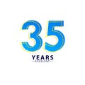 35 Years Excellent Anniversary Celebration Blue Dash Vector Template Design Illustration