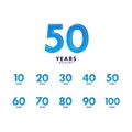 50 Years Excellent Anniversary Celebration Blue Dash Vector Template Design Illustration