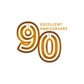 90 Years Excellent Anniversary Vector Template Design illustration