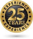 25 years experience gold label, vector