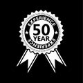 50 years experience with ribbon sign isolated  on black background Royalty Free Stock Photo