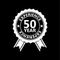 50 years experience with ribbon sign isolated  on black background Royalty Free Stock Photo