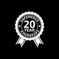 20 Years Experience sign isolated on black background Royalty Free Stock Photo