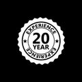 20 Years Experience sign isolated on black background Royalty Free Stock Photo