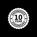 10 years experience sign isolated on black background Royalty Free Stock Photo