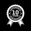 10 years experience sign isolated on black background Royalty Free Stock Photo