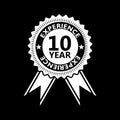 10 years experience sign isolated on black background Royalty Free Stock Photo