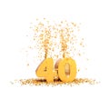 40 years golden 3d word on a white background Royalty Free Stock Photo