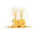 30 years golden 3d word on a white background Royalty Free Stock Photo