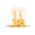 10 years golden 3d word on a white background Royalty Free Stock Photo
