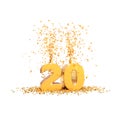 20 years golden 3d word on a white background Royalty Free Stock Photo