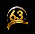 63 years golden with swoosh anniversary logo celebration Royalty Free Stock Photo