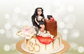 30 Years Happy Birthday Cake Personalized. Sugar paste figurine. Gold dripping.