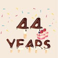 44 years Happy Birthday card