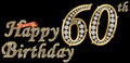 60 years happy birthday golden sign with diamonds, vector illustration Royalty Free Stock Photo