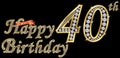 40 years happy birthday golden sign with diamonds, vector illustration Royalty Free Stock Photo