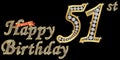 51 years happy birthday golden sign with diamonds, vector illustration Royalty Free Stock Photo