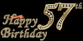57 years happy birthday golden sign with diamonds, vector illustration