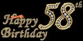 58 years happy birthday golden sign with diamonds, vector illustration Royalty Free Stock Photo