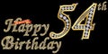 54 years happy birthday golden sign with diamonds, vector illustration
