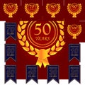 50 years multicolored icon . Set of anniversary illustration icons. Signs, symbols can be used for web, logo, mobile app, UI, UX