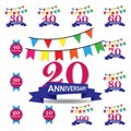 20 years multicolored icon . Set of anniversary illustration icons. Signs, symbols can be used for web, logo, mobile app, UI, UX Royalty Free Stock Photo