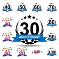 30 years multicolored icon . Set of anniversary illustration icons. Signs, symbols can be used for web, logo, mobile app, UI, UX Royalty Free Stock Photo