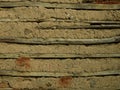 Barn Wall Half Made Of Mud And Half Wooden