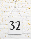 32 years old birthday anniversary party congratulations card tex Royalty Free Stock Photo