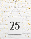 25 years old birthday party card with number twenty five with go Royalty Free Stock Photo