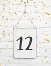 12 years old birthday party card with number twelve with golden