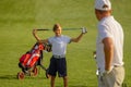 11 years old boy is happy to practice golf Royalty Free Stock Photo