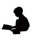 A 8 yeras old boy sitting body silhouette vector