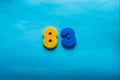 Number on a bright blue background. Royalty Free Stock Photo