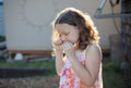 Young girl in orchard