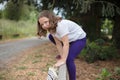 Young girl in orchard