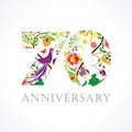 70 years old luxurious celebrating folk logo. Royalty Free Stock Photo