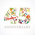 45 years old luxurious celebrating folk logo. Royalty Free Stock Photo