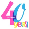 40 YEARS colorful overlapping letters banner Royalty Free Stock Photo