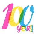 100 YEARS colorful overlapping letters banner Royalty Free Stock Photo