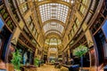 Interior of the famous ornate city passage Paris Courtyard in Budapest, Hungary.