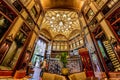 Interior of the famous ornate city passage Paris Courtyard in Budapest, Hungary.