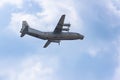 100 years of Russian Air Force. An-12BK military transport aircraft NATO codification cube of the Russian Air Force performs