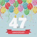 47 years selebration. Happy Birthday greeting card