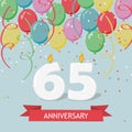 65 years selebration. Happy Birthday greeting card