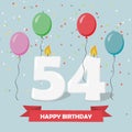 54 years selebration. Happy Birthday greeting card Royalty Free Stock Photo