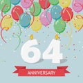 64 years selebration. Happy Birthday greeting card