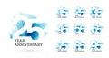 Set fifteen to ninety-five years anniversary logo design