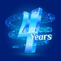 4 years shine anniversary 3d logo celebration with glittering spiral star dust trail sparkling particles. Four years anniversary m